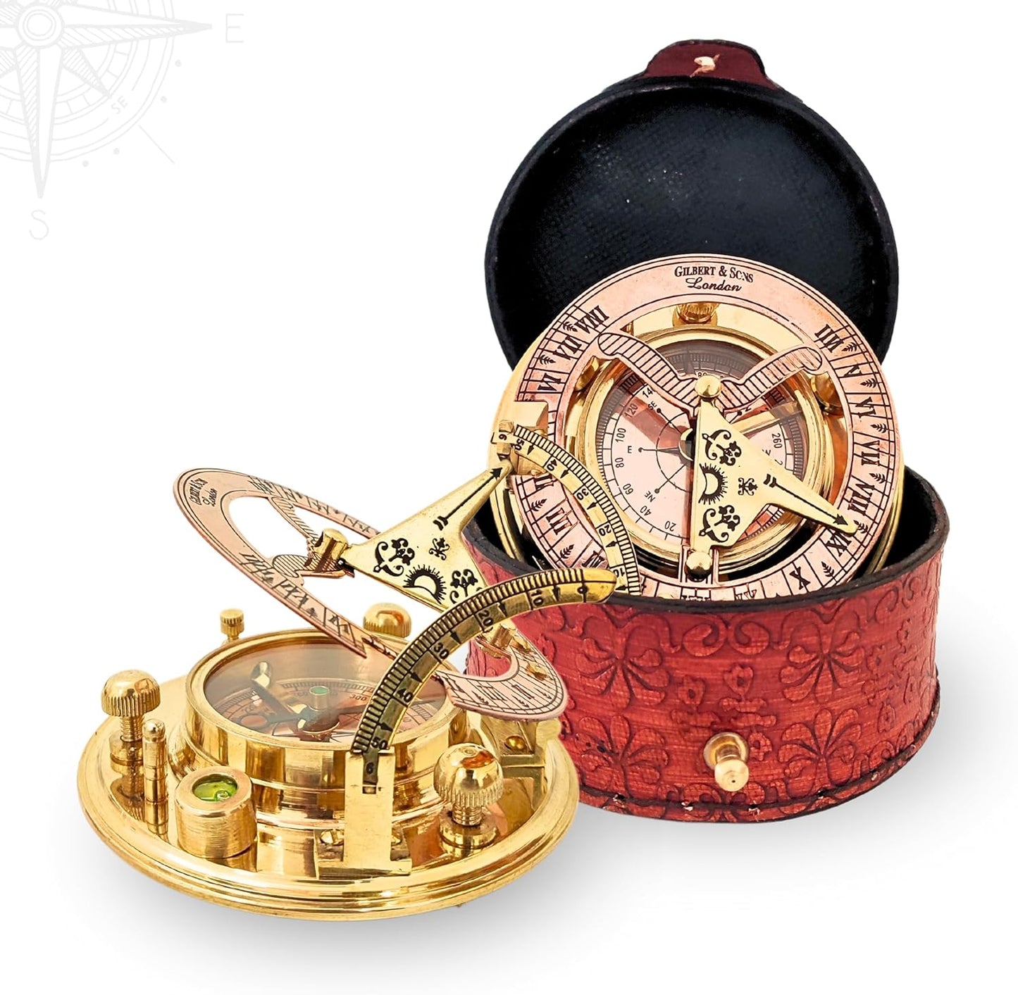 Navigate Your Destiny with Grace: Exquisite Vintage Brass Compass with Leather Case - Your Distinctive Guide Through Life's Adventures (4 Inch) - Use or Gifting