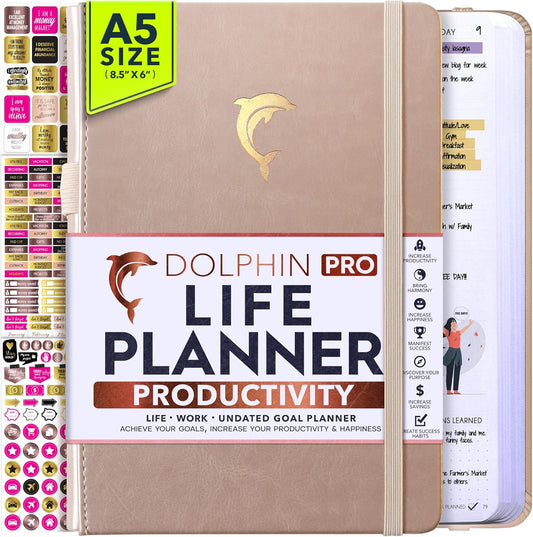 Life Planner - Gratitude Journal for Men & Women | Daily, Weekly & Monthly Planner with Budget Section, Time Blocking, Habit Tracker for Peace of Mind Planning to Increase Productivity & Happiness