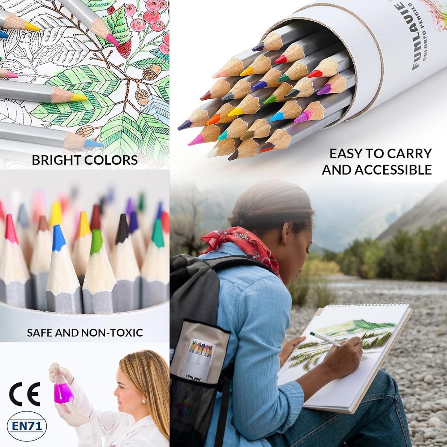 72 Colored Pencils for Adult Coloring Books,Soft Core Coloring Pencils Set,Drawing Pencil for sketching & Painting,Art Pencil & Art Supplies for Adults and Teens,Oil-Based with Sharpener