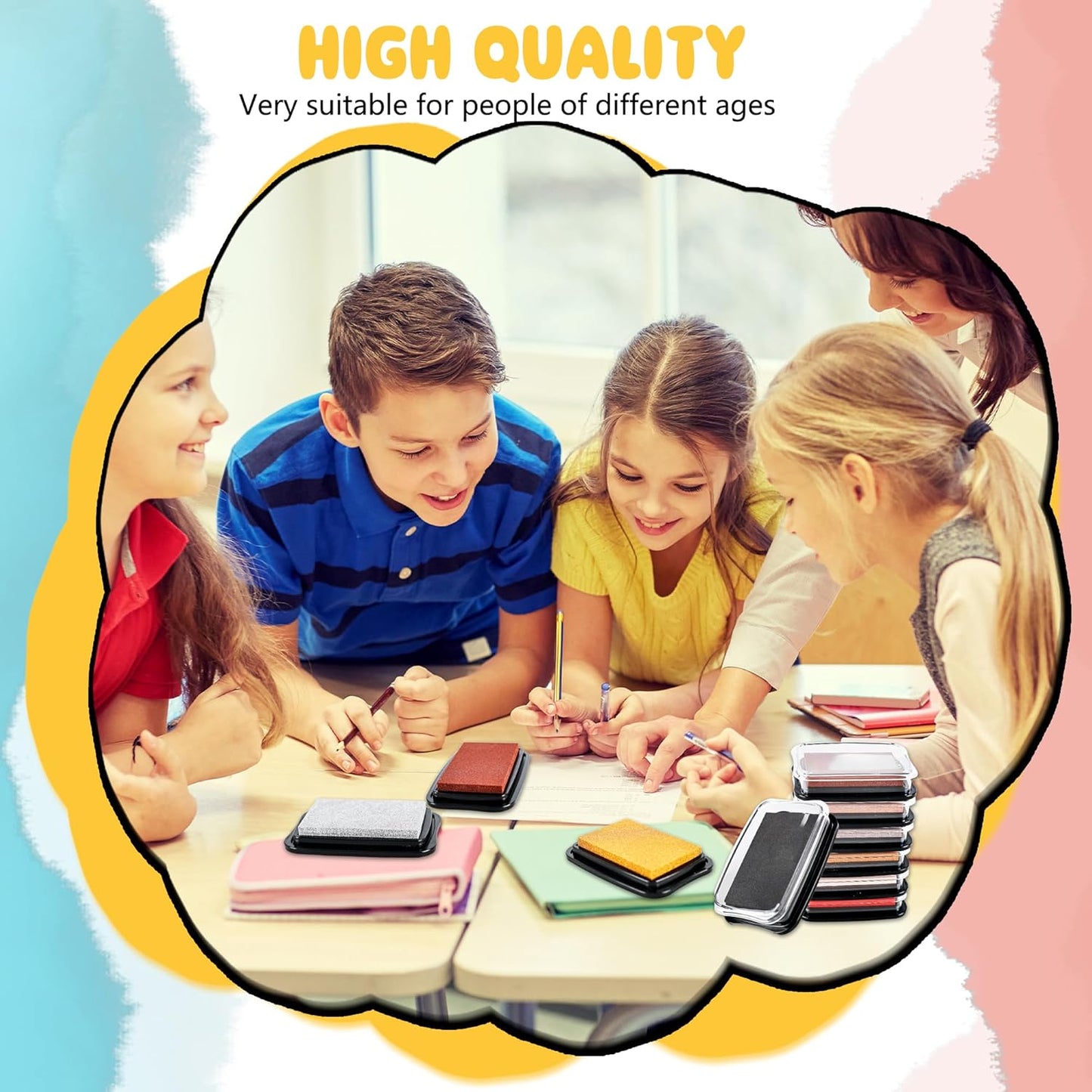 20 Pcs Large Finger Ink Pads for Kids Multicolor Washable Craft Ink Stamp Pads Retro Rainbow Ink Pad DIY for Rubber Stamps Paper Scrapbooking Fabric, 20 Colors