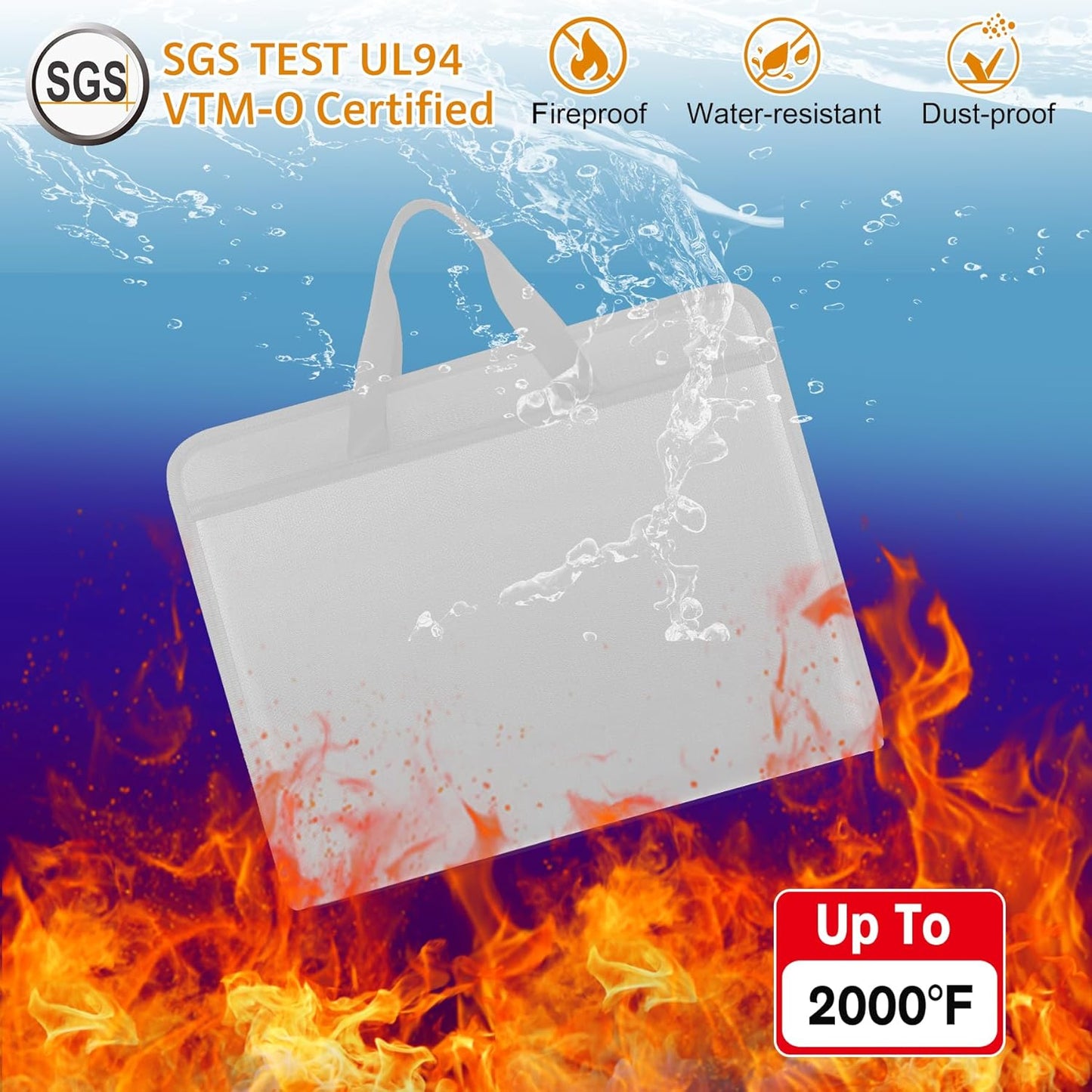 File Organizer Fireproof Expanding Accordion File Folder with Zipper Labels13 Pockets Document Organizer Holder Storage Box Bag for Business Office Receipt Home Travel