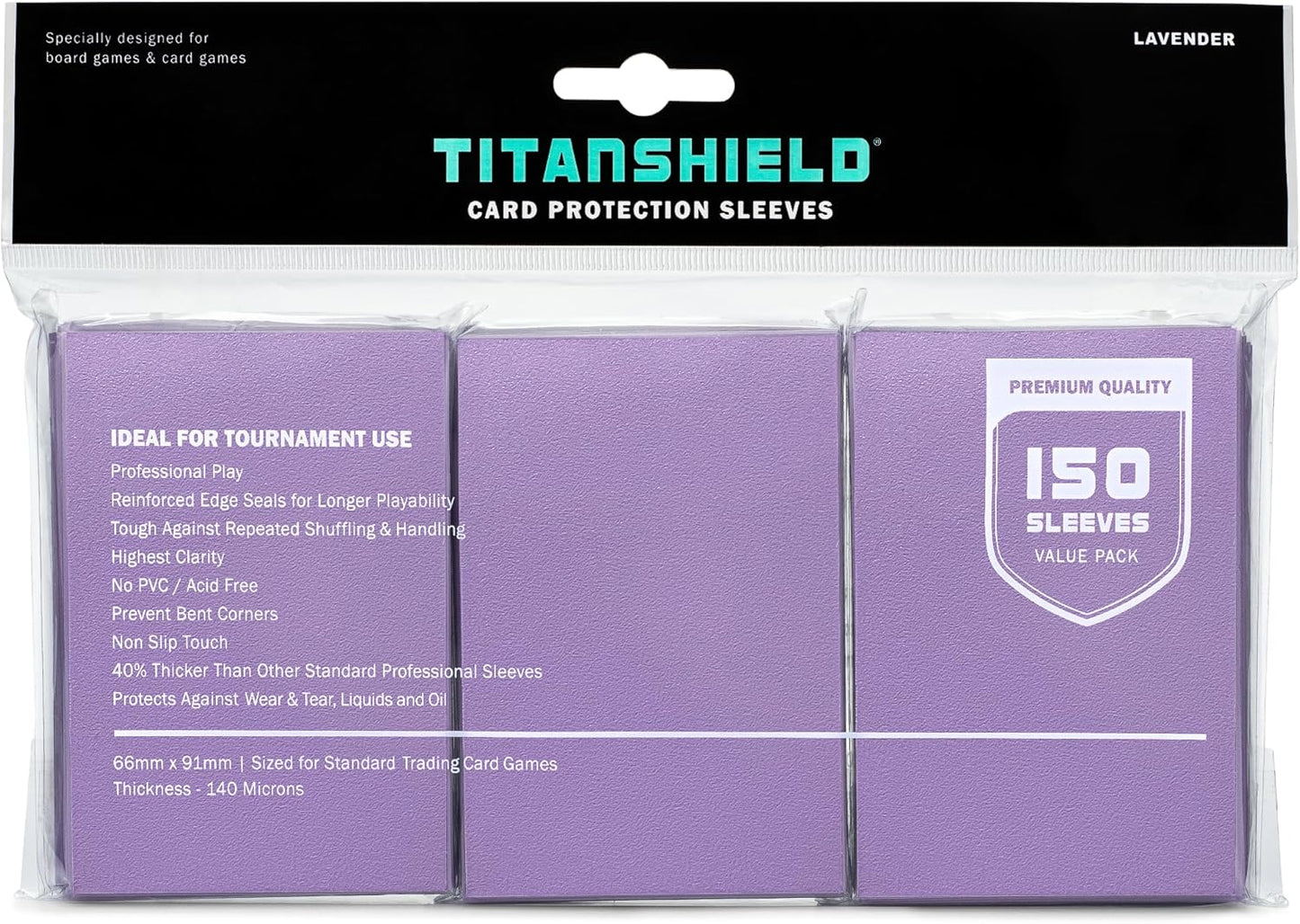 TitanShield Premium Lavender 150 Sleeves Standard Size Board Game Trading Card Sleeves Deck Protector for Magic The Gathering MTG, Baseball Collection, Dropmix