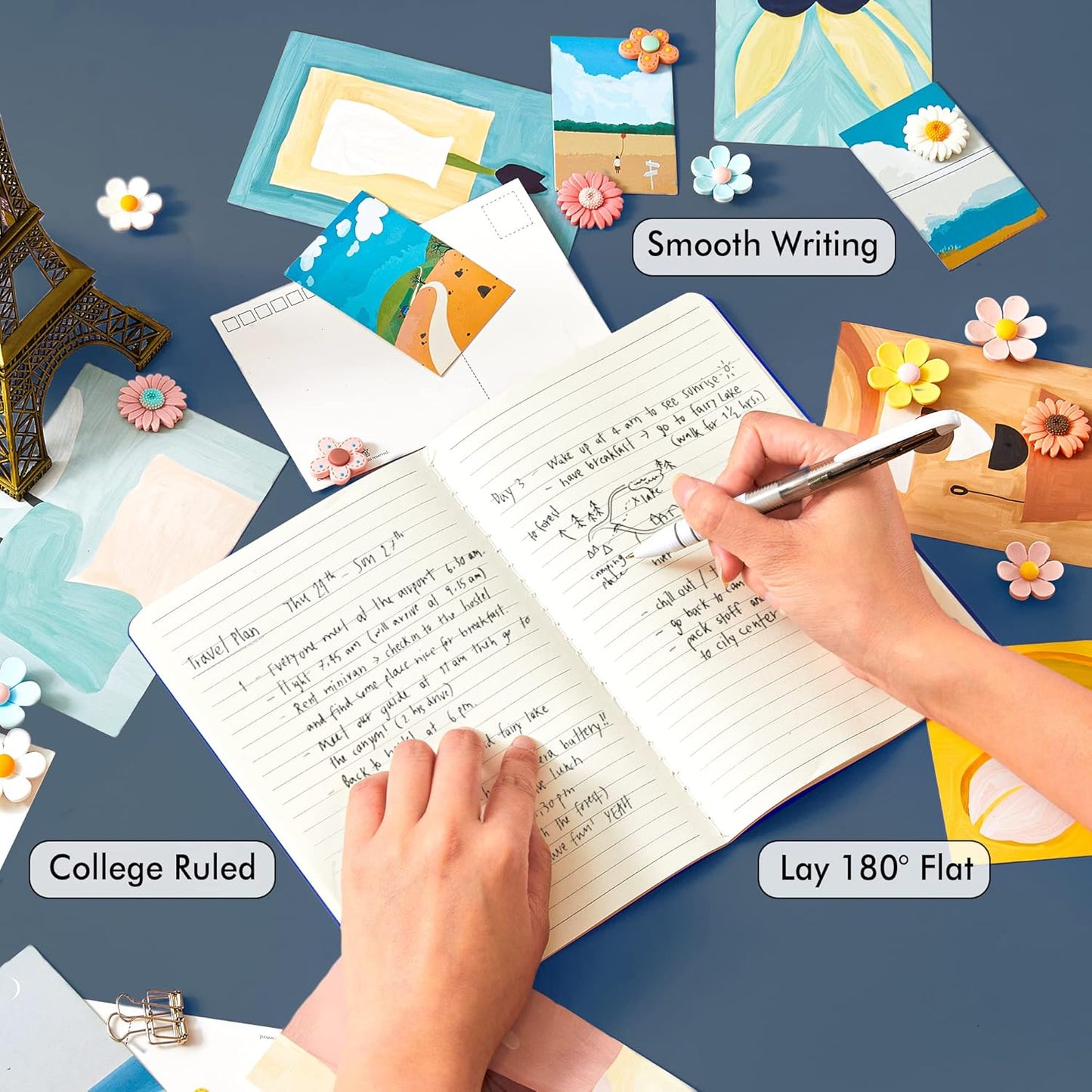 feela 16 Pack Soft Cover Journal Bulk, Lined Notebooks College Ruled for Work for Women Girl Writing, Blank Travel Journal Note Taking Notebook School Business Supplies, 8.2” x 5.5”, A5, Navy