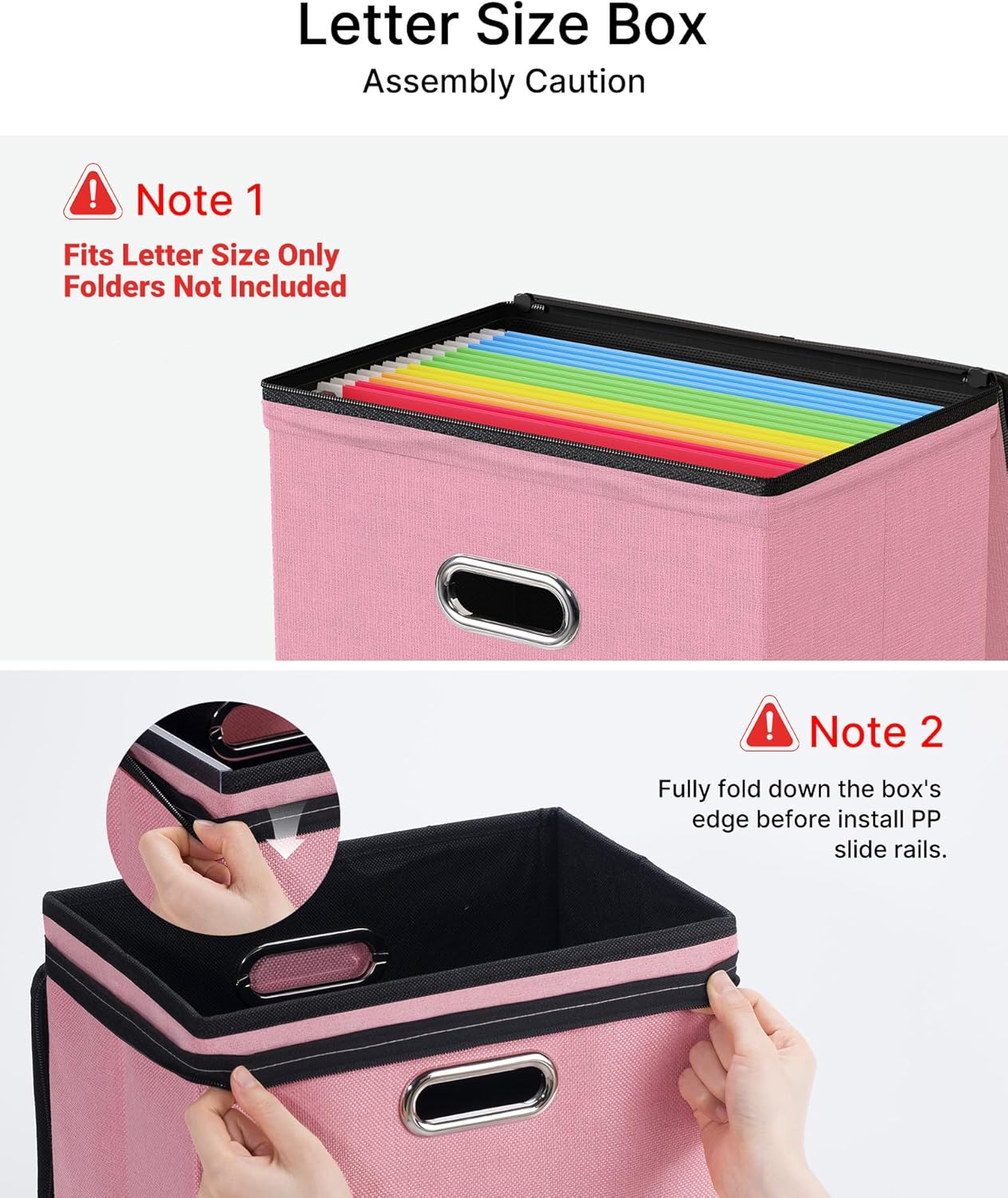 Oterri File Organizer Boxes with Lids, File Box with Mesh Pockets, Document Organizer Box for Letter Size Folders, Zippers Important Document Organizer (Pink, Small-2 Pack Without Folders)