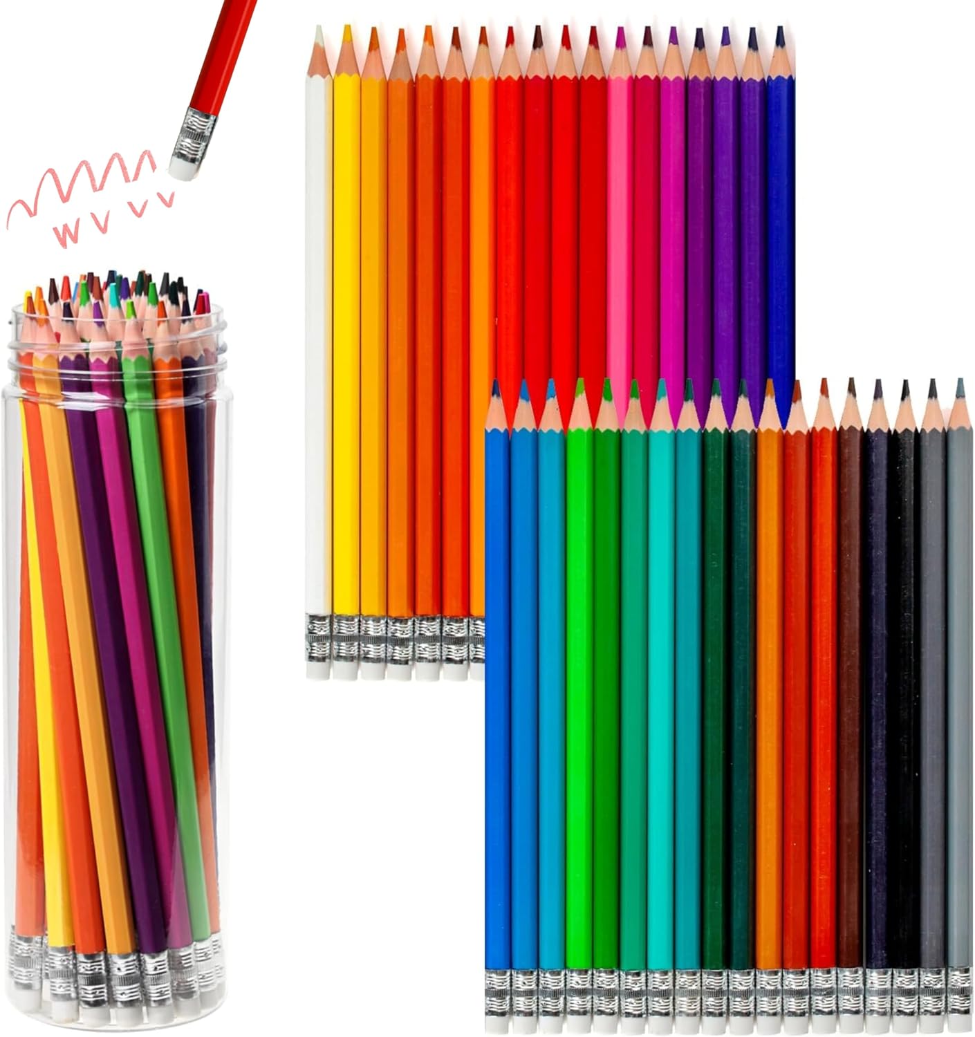 Pre-sharpened Colored Pencils with Erasers, Erasable Color Pencils, Drawing Pencil, Art Pencil for School Supplies, Drawing Supplies (36 Colors)