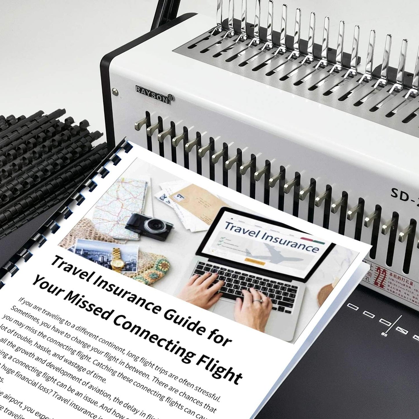 Rayson Plastic Comb Binding Spines, 9/16in. 19-Ring, 105-Sheet Capacity, Black Comb Binding Spines, Max. Binding Letter Size Paper, Box of 100