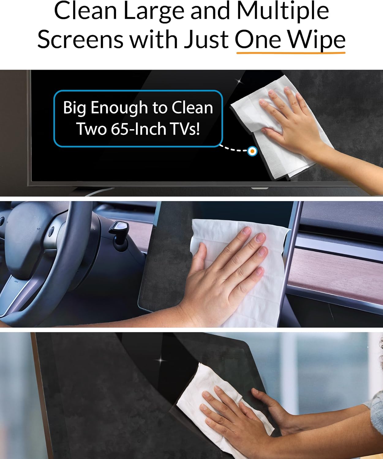 iCloth XL Screen Cleaning Wipes, Lint-Free and Streak-Free, Fast-Drying, Removes Dust, Fingerprints, and Smudges (100 XL Wipes)