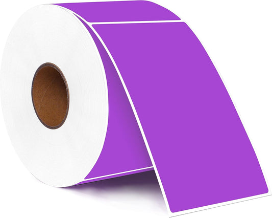 PARLAIM 3" x 5" Rectangle Color Code Stickers,500 per Dispenser Box Roll Labels,Adhesive Roll Square Label Stickers for Inventory (Purple)