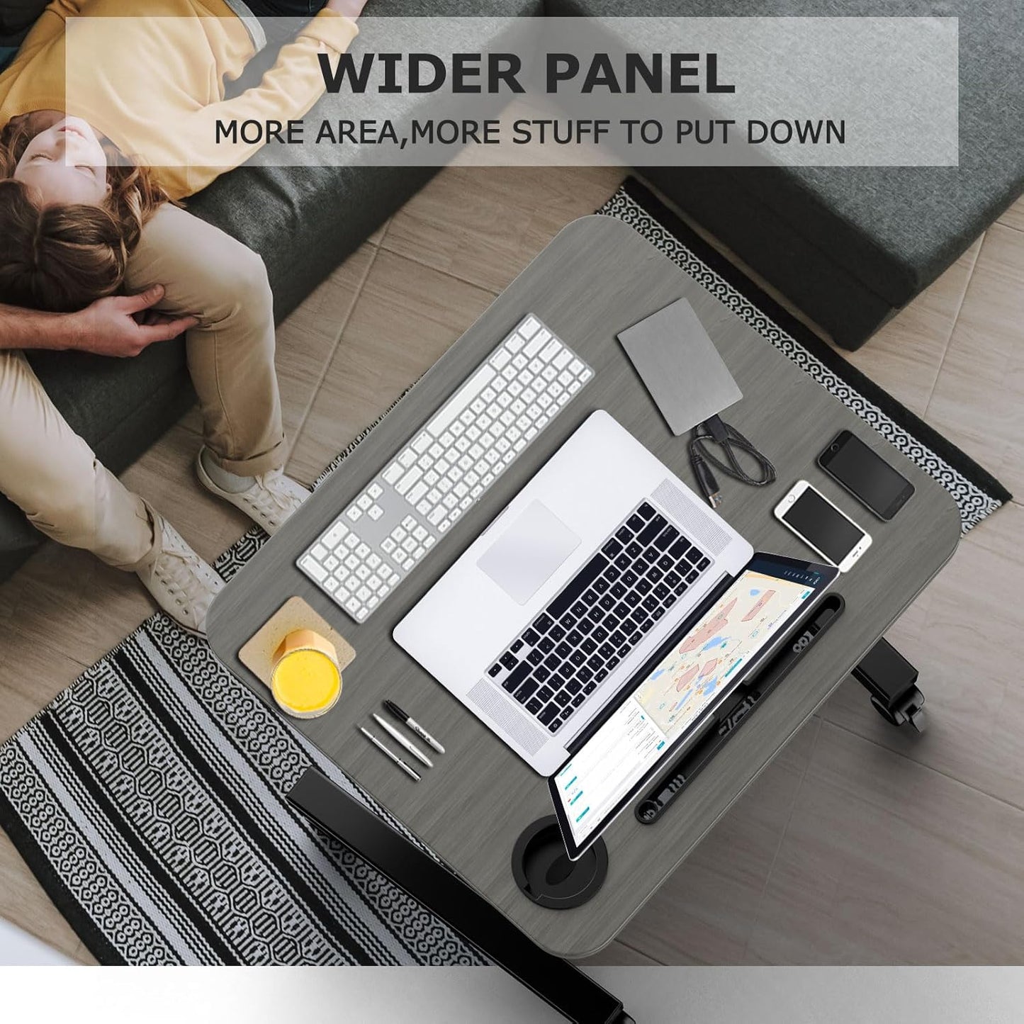 Mobile Standing Desk with Wheels,Rolling Standing Desk,Laptop Standing Desk Height Adjustable, Mobile Computer Desk,Mobile Rolling Desk,sit Stand Workstation,Black, SJZ-01