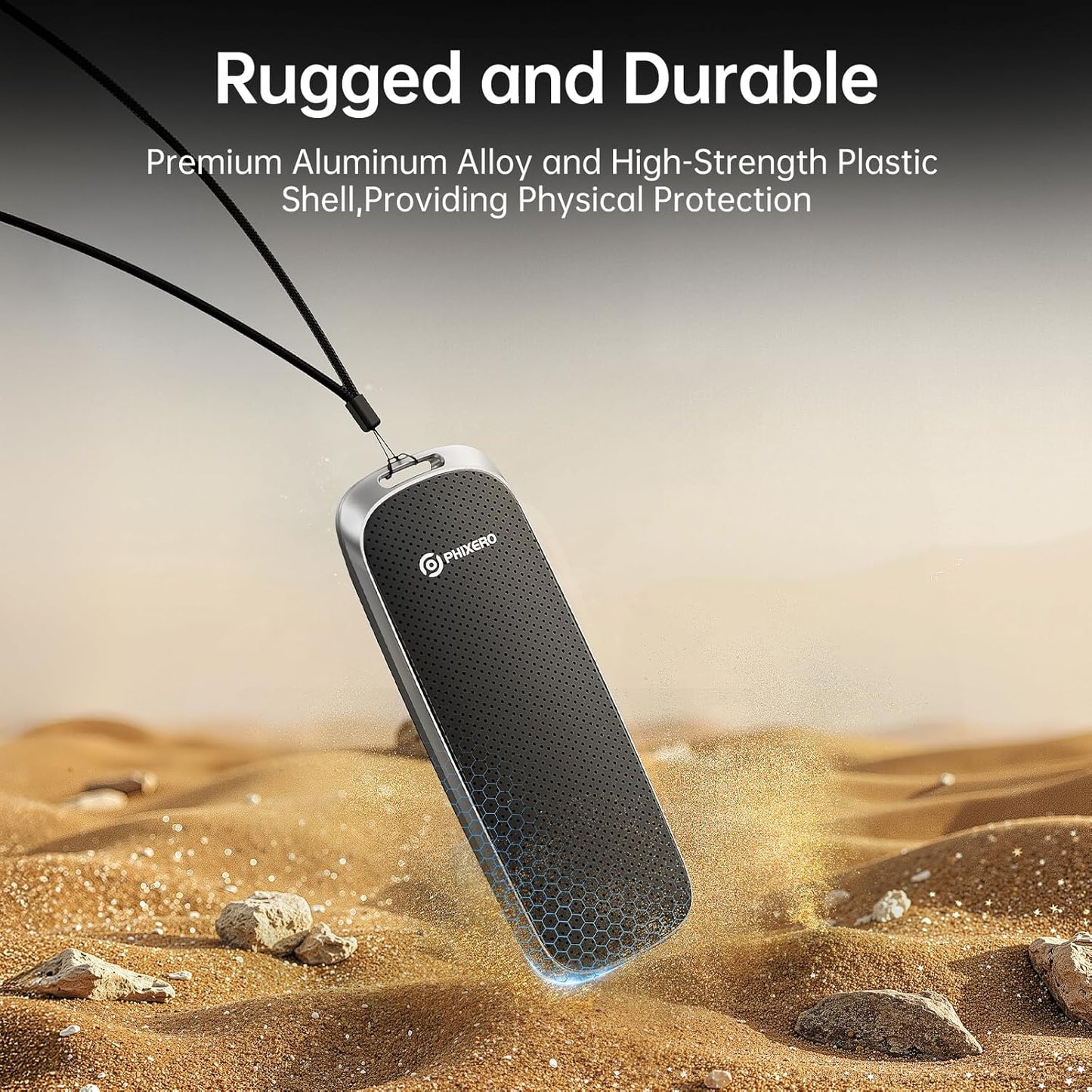 PHIXERO P10PRO External NVMe SSD 2TB, Up to 1050MB/s, USB 3.2 Gen2, Includes 2-in-1 USB C Cable, Portable Hard Drive for iPhone 15+/Android/Windows/Mac, Black