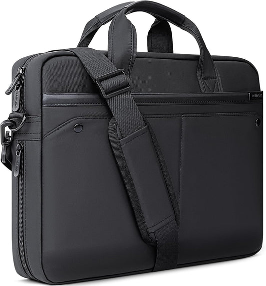 RAINYEAR 15.6 Inch Laptop Bag Laptop Shoulder Bag for Men, Expandable Waterproof Laptop Messenger Bag Large Capacity Computer Laptop Briefcase with Pockets for Travel Business Work Office, Black