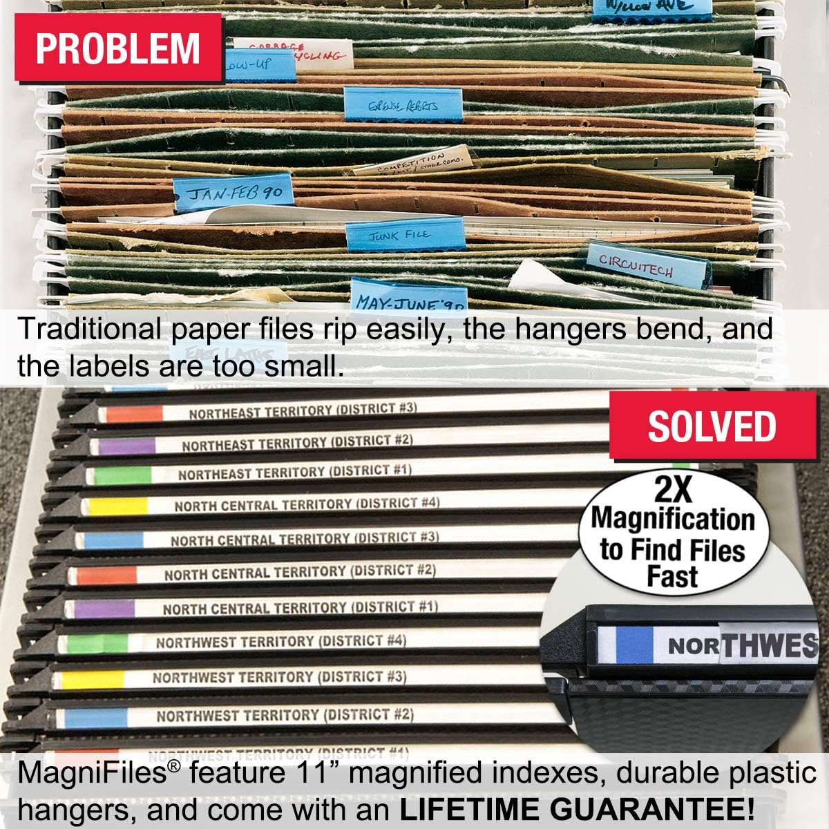 Ultimate Office MagniFile Hanging File Folders (Black, 1/2" Box-Base, Set 2)