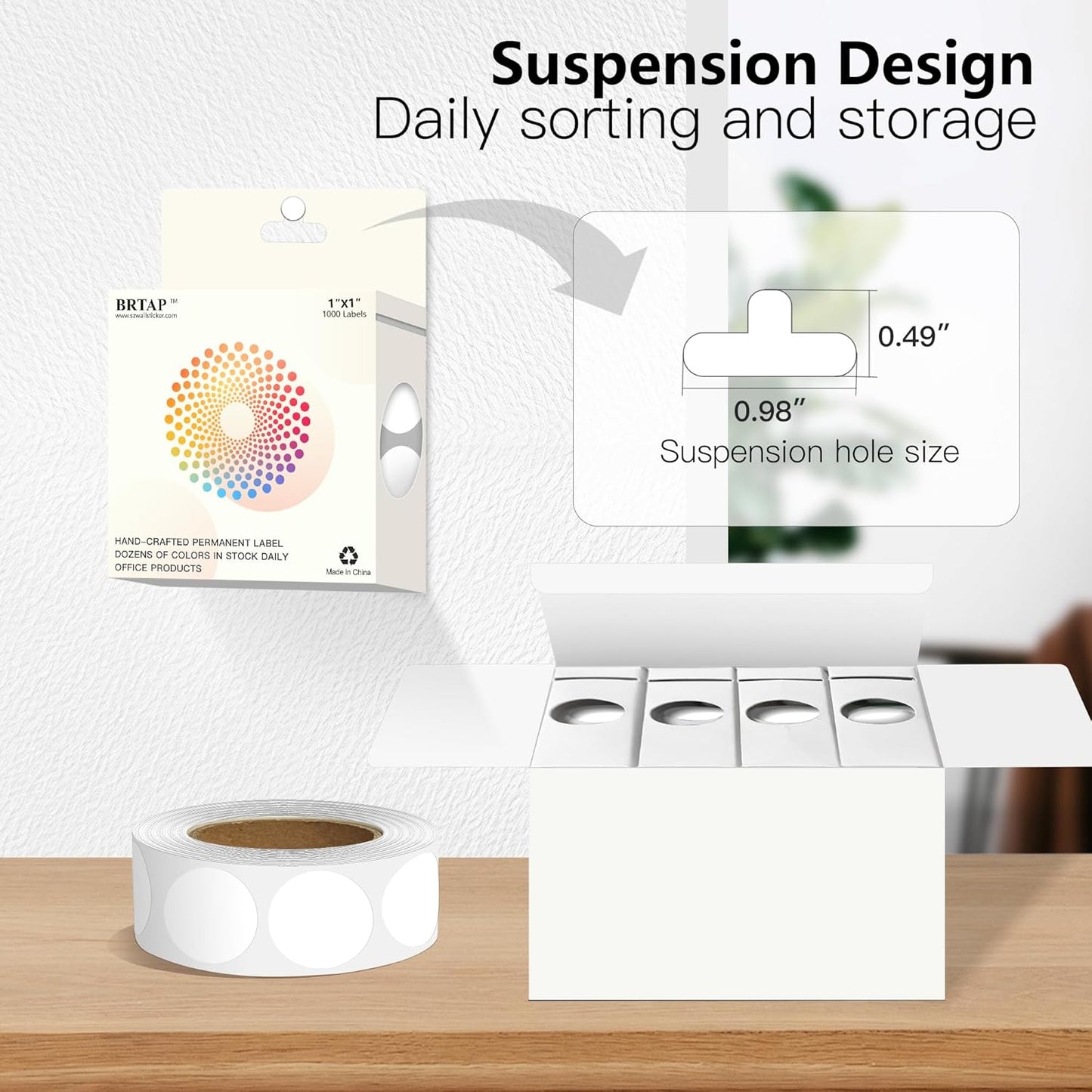 White 1 Inch Round Color Coding Labels with 4000 Dots, 4 Rolls - Bright Color Dot Stickers for File Folders, Inventory System - Highly Visible