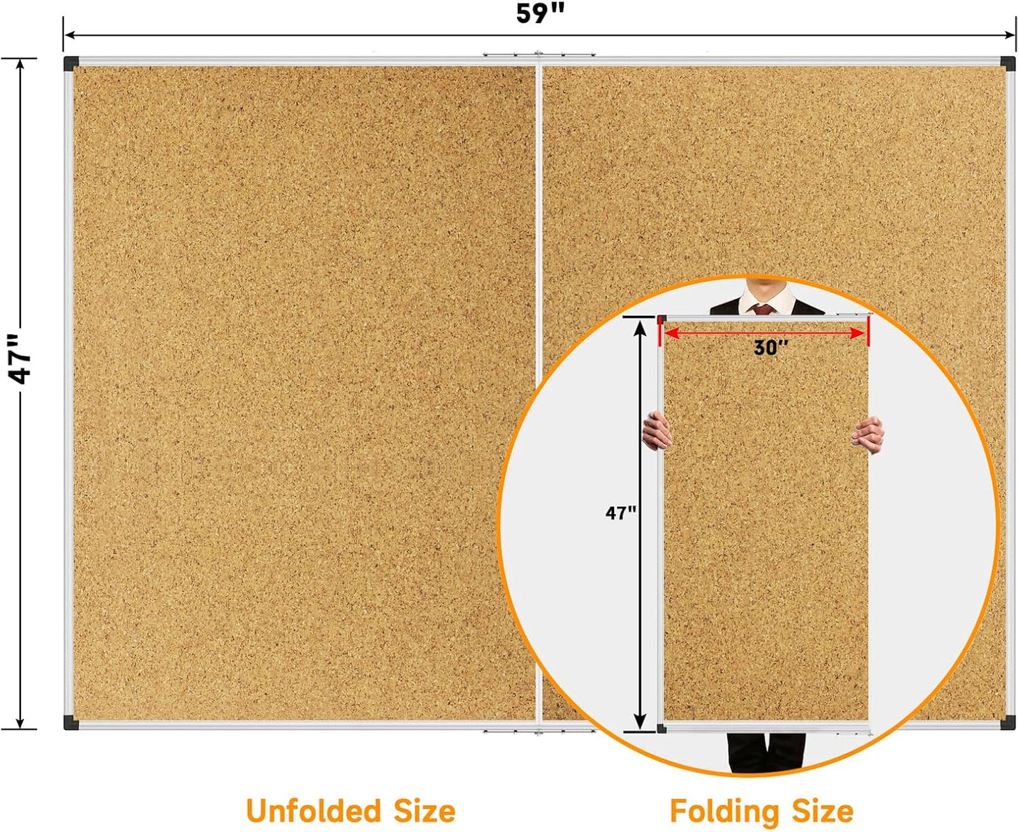 XBoard Large Cork Bulletin Board 60 x 48 Inch, Push Pin Corkboard with Aluminum Frame, 5' x 4' Message Notice Board for School, Home & Office Wall Display and Organization