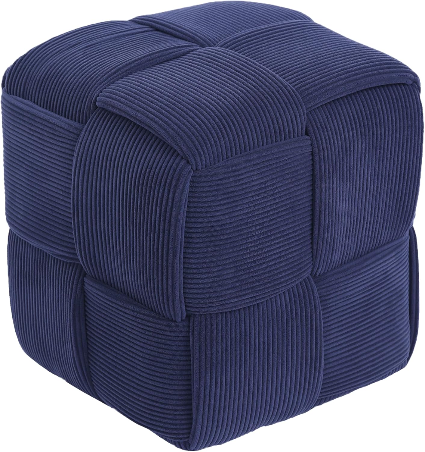 Ottoman Foot Rest Soft and Comfortable Ottoman Square Corduroy Woven Design Sofa Stool (Blue)