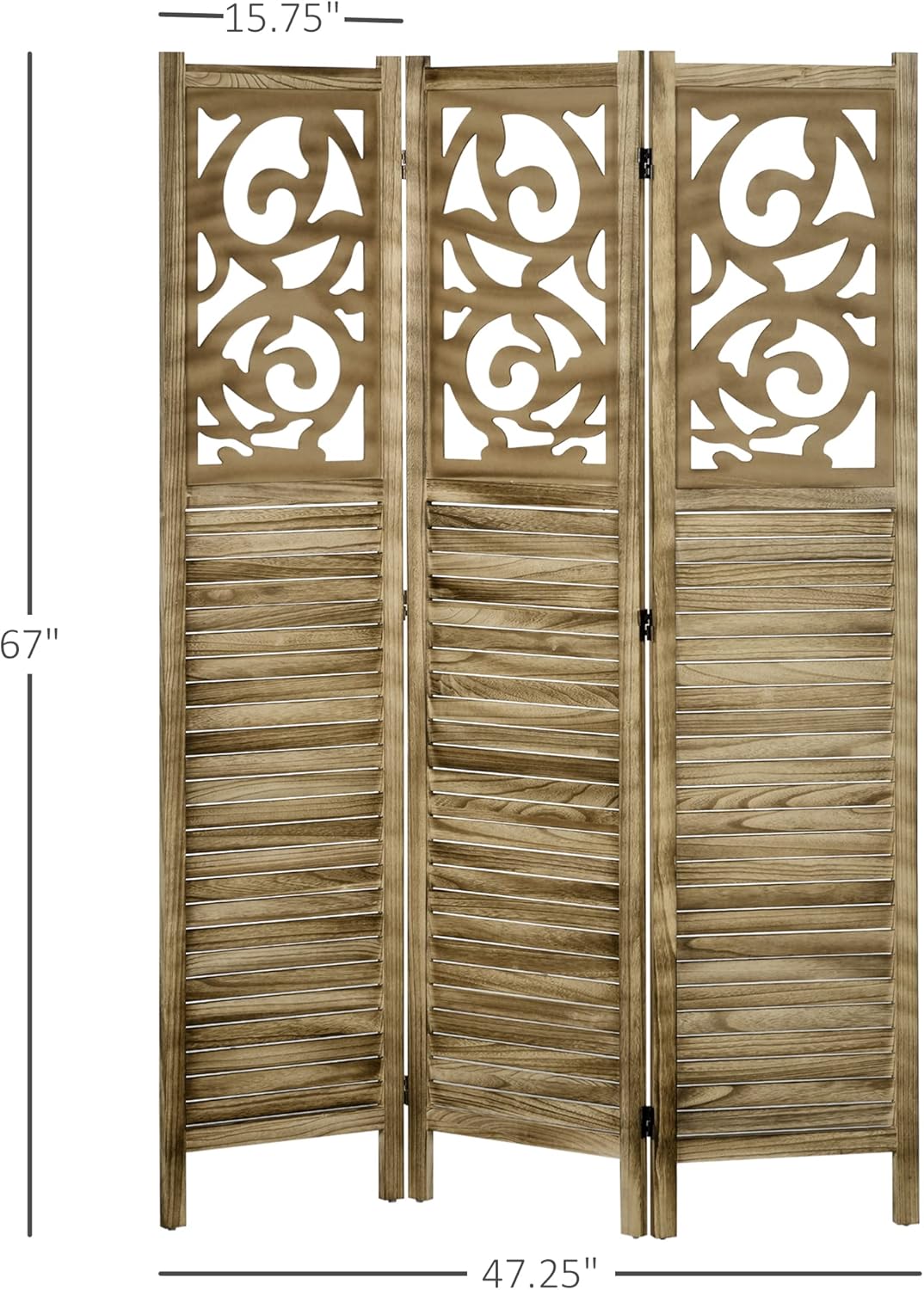NicBex Room Divider 3 Panel Room Dividers with Floral Design Partition Room Dividers and Folding Privacy Screens 5.5 FT Wall Divider for Home, Office, Room Separation,47.25"W x 0.75"D x 67"H, Brown