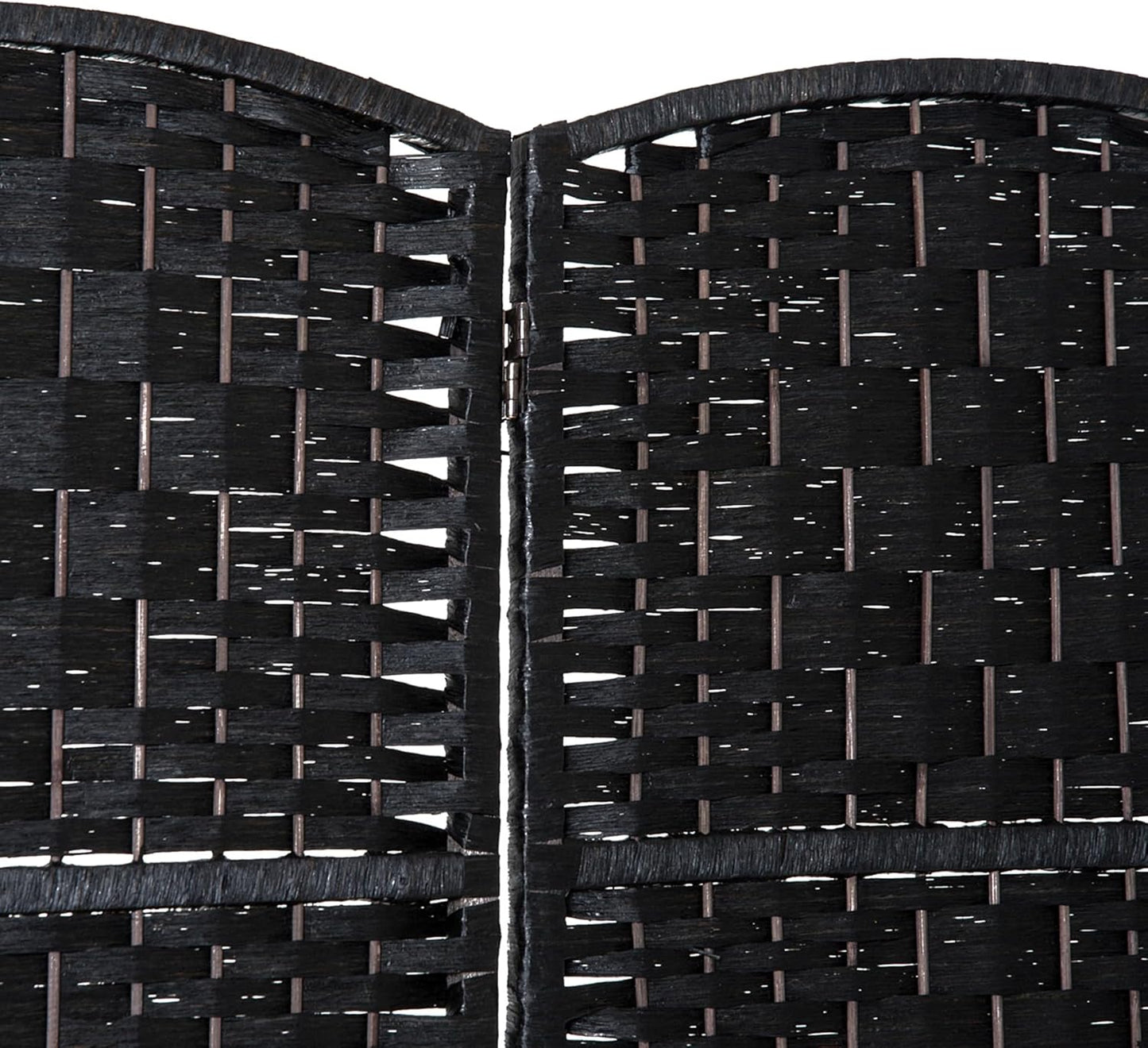 NicBex Room Divider 4 Panel Room Dividers with Woven Rattan Design Partition Room Dividers and Folding Privacy Screens 6 FT Wall Divider for Office, Room Separation,70.75"W x 0.75"D x 70.75"H, Black