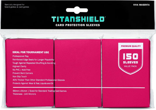 TitanShield Premium Viva Magenta150 Sleeves Standard Size Board Game Trading Card Sleeves Deck Protector for Magic The Gathering MTG, Baseball Collection, Dropmix