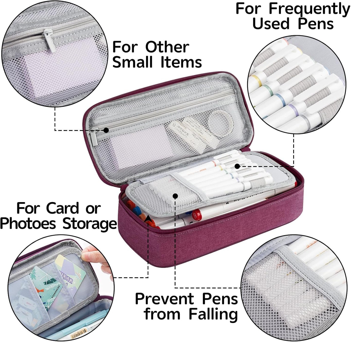 WEMATE Pencil Case, Large Storage Organizer for Stationery, Back - to - School Essential, Teacher Must - have, Big Pencil Pouch, Marker Case School Supplies for College & High School