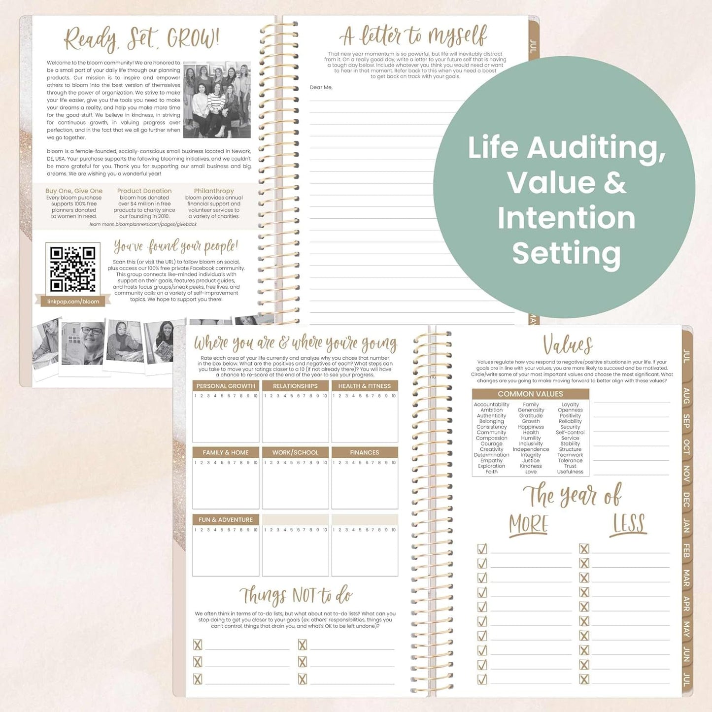 bloom daily planners 2025-2026 Academic Year Daily Planner (July 2025 - July 2026) - Aesthetic A5 Weekly & Monthly Calendar Agenda Organizer Book with Stickers - 5.5" x 8.25" - Brushed Beige