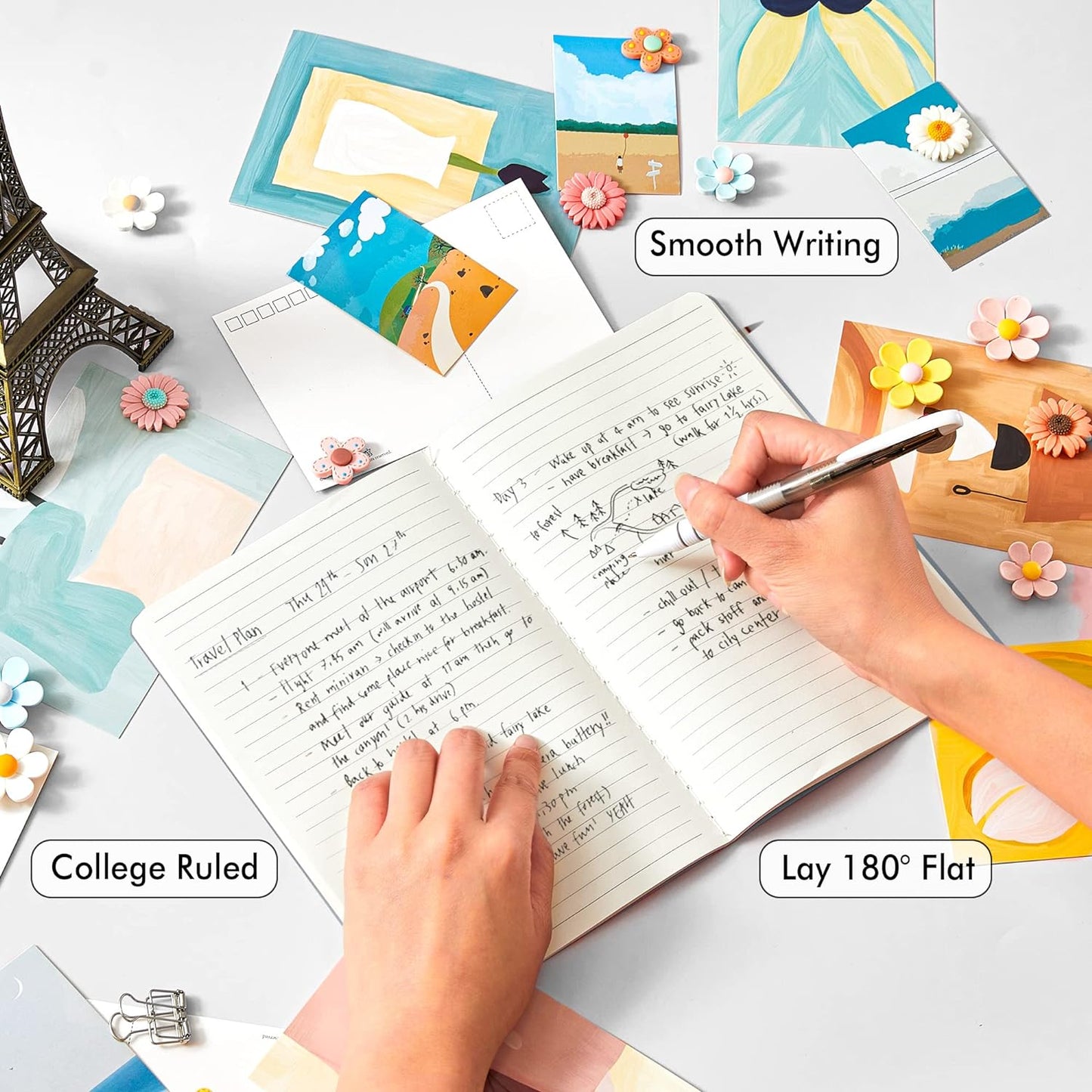 feela 16 Pack Soft Cover Journal Bulk, Lined Notebooks College Ruled for Work for Women Girl Writing, Blank Travel Journal Note Taking Notebook School Business Supplies, 8.2” x 5.5”, A5, Gray