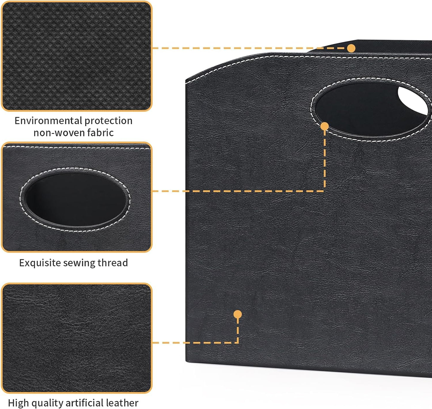 EZDeco Magazine Holder Foldable Magazine Rack Floor PU Leather File Holder Newspaper Book Storage Basket Document File Folder Organizer for Office Home