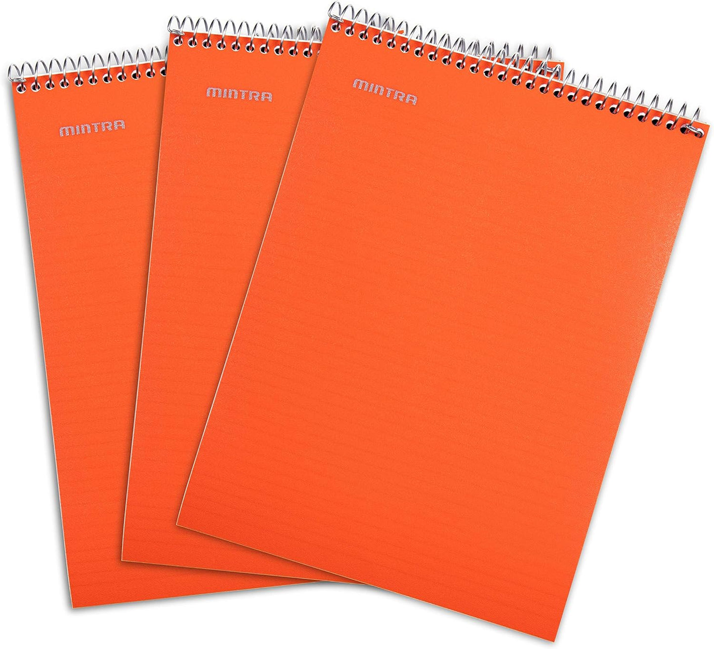 Mintra Office TOP BOUND Durable Spiral Notebooks (Orange, College Ruled 3pk)