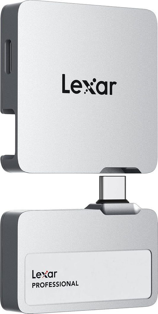 Lexar 1TB Professional Go Portable SSD w/Hub, Supports Apple 4K 60fps ProRes, Up to 1050MB/s, USB 3.2 Gen 2, Rugged, IP65, Ultracompact, Compatible w/iPhone 15/16, External SSD (LSL400S001T-RNSNU)