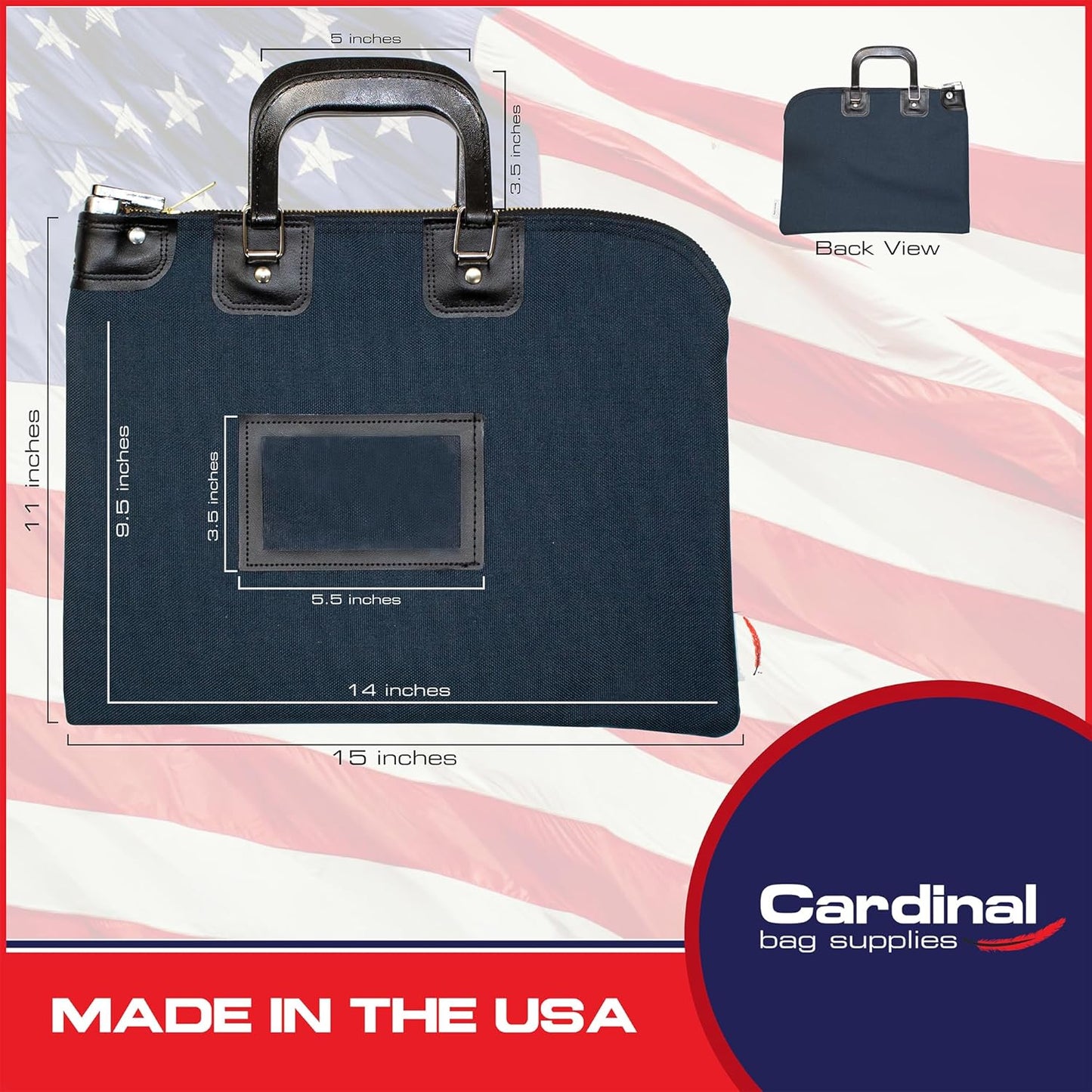 Fire Resistant Security Money Bag with Lock, Water Repellent, Safe Storage, Protects Important Valuables, 15 x 11 Inch (Navy Blue)