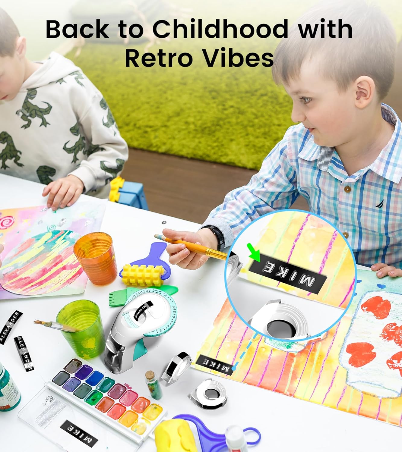 Embossing Label Maker Machine, Retro Embossed Label Maker Vintage, Portable Old School Embosser with 3 Rolls 3D 9mm 3/8 Inch Embossing Label Tapes for School Kids Items Home Office Organization