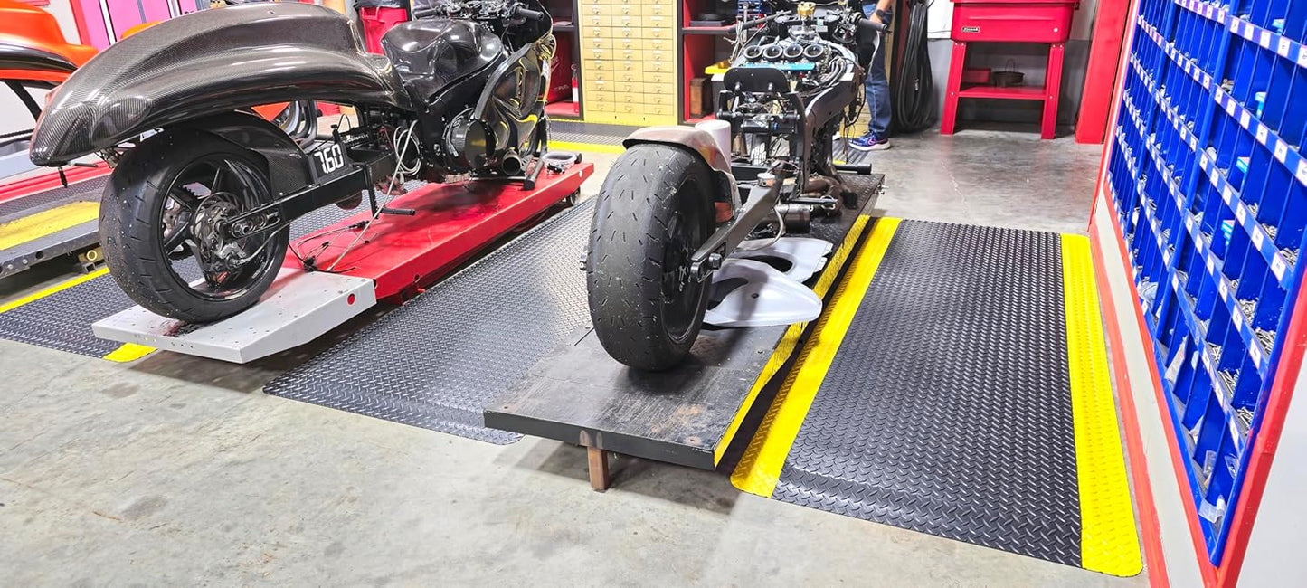 Rhino Mats, American Classic Diamond Anti-Fatigue Mats, Industrial Ergonomic Comfort Standing Mat for Work, Home, Garage, Office, Kitchen or Anywhere (Black/Yellow 1" Thick, 2 FT. x 14 FT.)