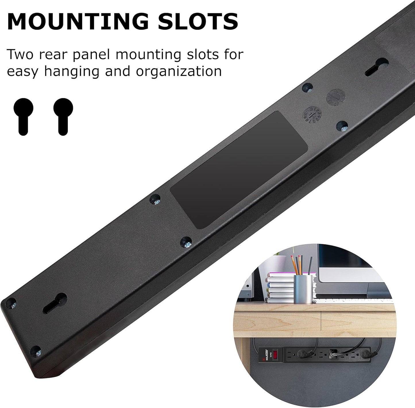 Digital Energy 25 FT 8 Outlet Surge Protector Power Strip - 15 AMP, 1875 W, 125 V, 350 J Surge Protection, ETL Listed - Flat Plug, Black