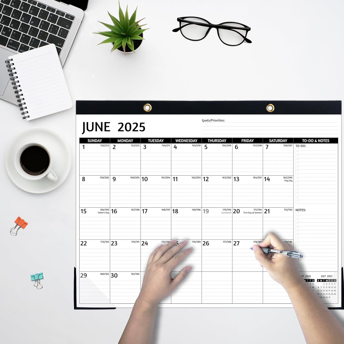 2025-2026 Desk Calendar – Jan 2025 – Jun 2026, 18 Monthly Calendar 2025-2026, Large Desk Calendar, 22'' x 17'', 2025 Desk/Wall Calendar with Desk Pad, To-do Lists, Ruled Blocks, Corner Protectors