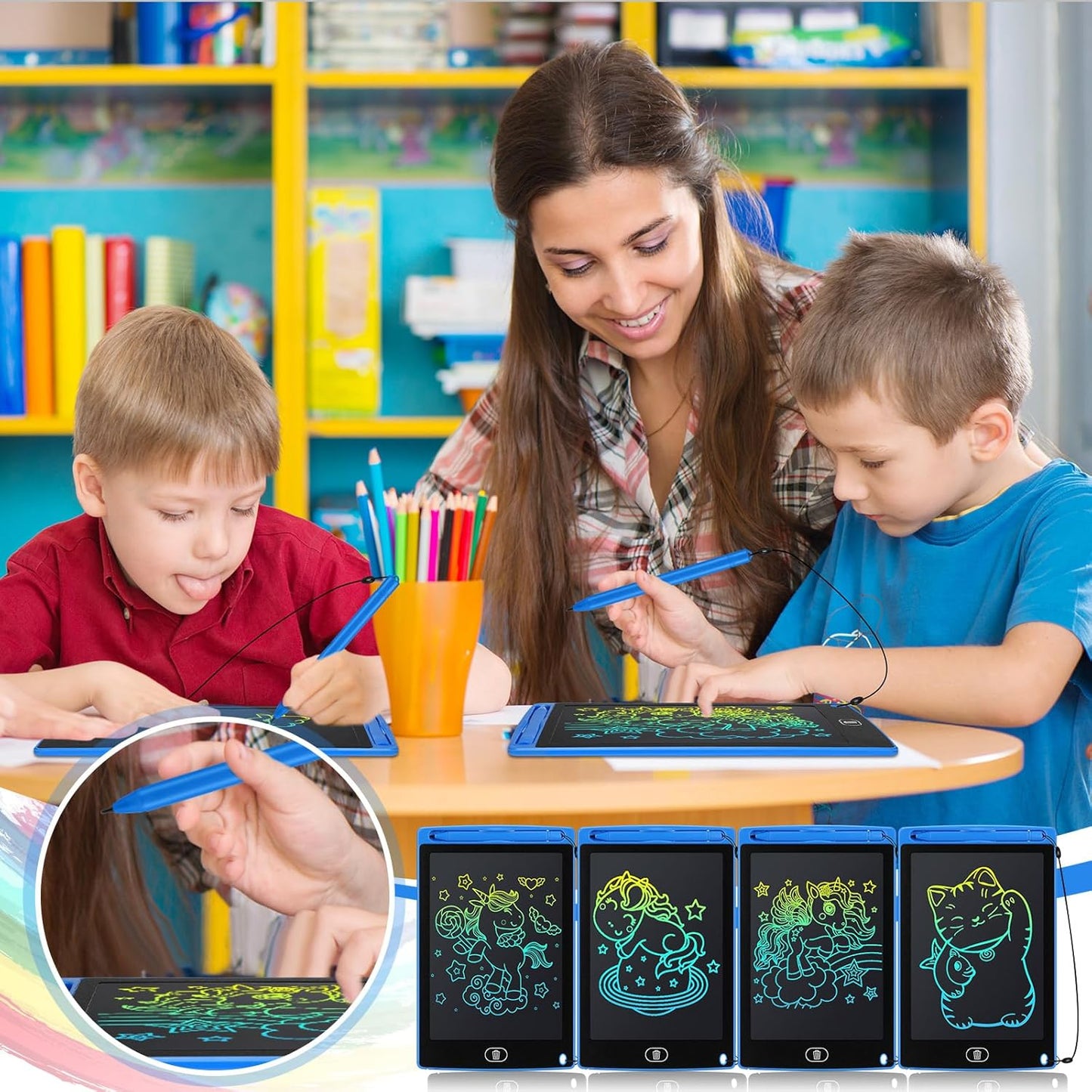 Zhehao 20 Pack LCD Writing Board for Kids, 8.5 Inches Doodle Reusable Screen Drawing Pad Erasable Painting Pads Educational Toy for 3-8 Years(Blue)