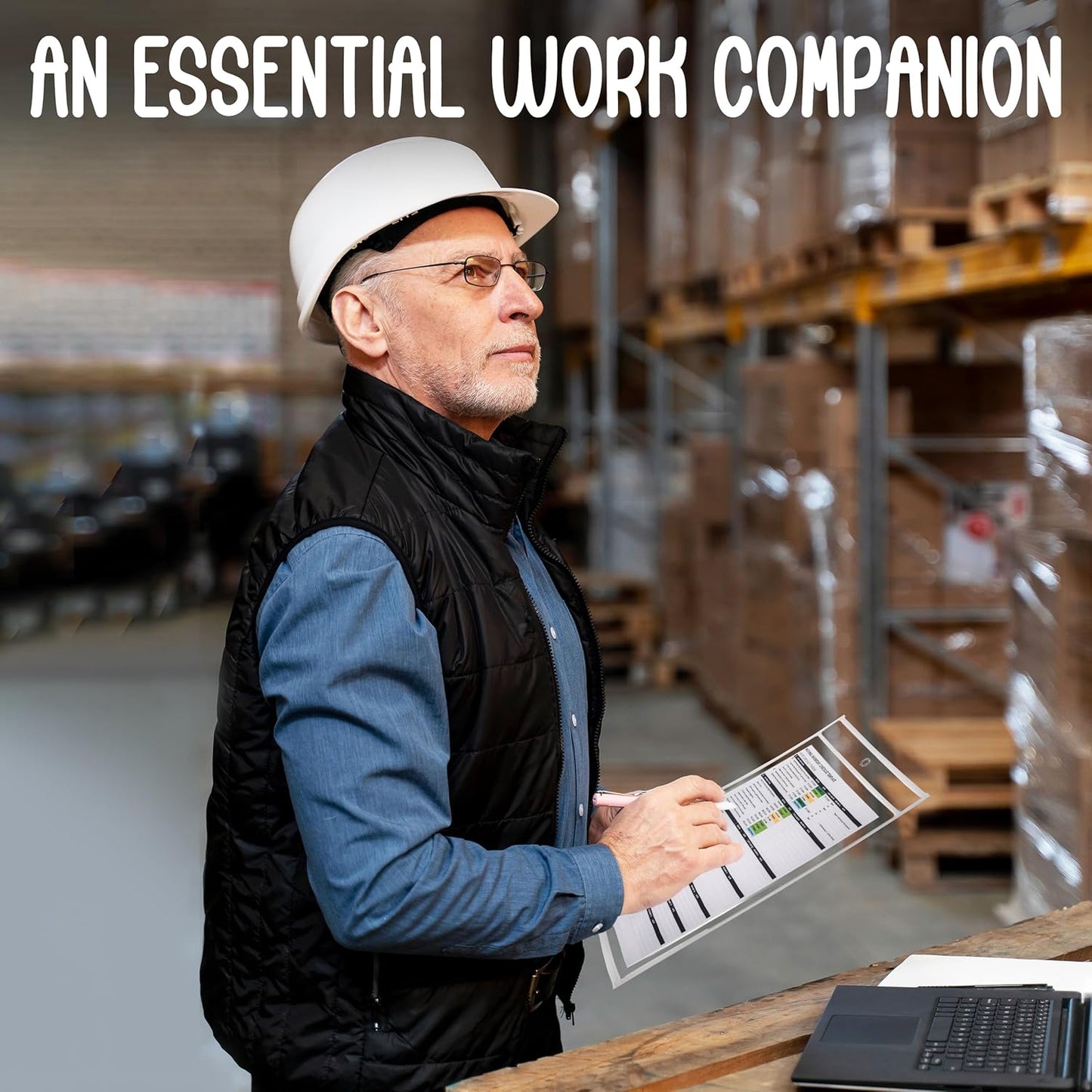 Essex Wares - 5 Pack, White, Job Ticket Holders, 10" Wide x 13.5" Tall - Clear Plastic Shop Ticket Holders - Easy to Use, Reusable & Easy Erase Plastic Invoice Holders, Water-Resistant & Durable