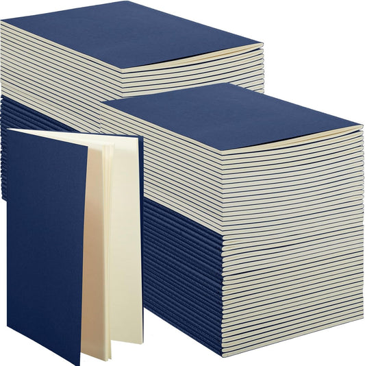 100 Pcs Kraft Notebook Journals 5.5 Inch x 8.3 Inch A5 Softcover Notebooks Bulk for Writing Sketch Office Notepad with 60 Pages 30 Sheets (Navy,Unlined)