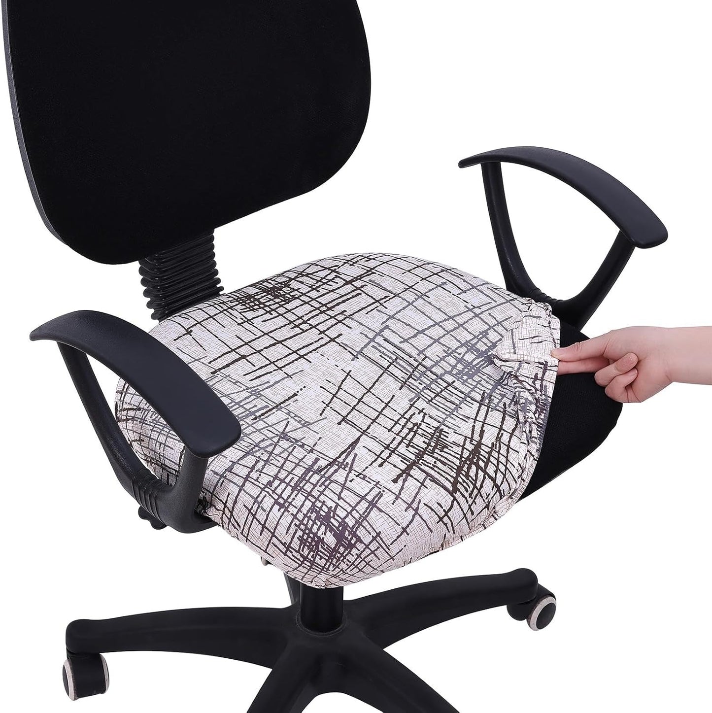 Smiry Printed Office Computer Chair Seat Covers, Stretch Fit Universal Desk Rotating Chair Cover Washable Removable Seat Cushion Protectors - Brown and White
