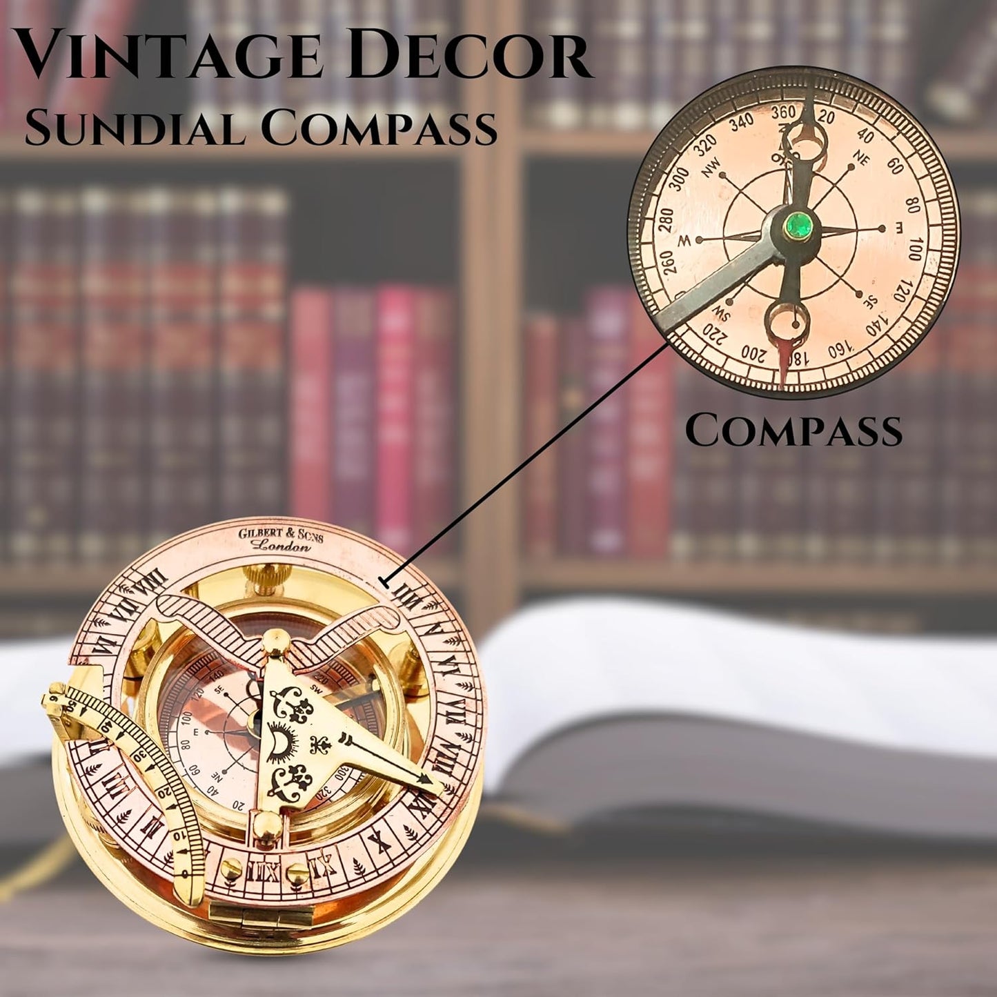 Navigate Your Destiny with Grace: Exquisite Vintage Brass Compass with Leather Case - Your Distinctive Guide Through Life's Adventures (4 Inch) - Use or Gifting