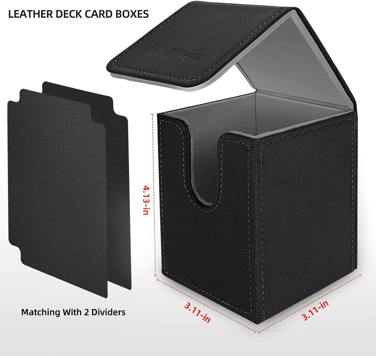 Mlikero 2 Pack Card Deck Box, Commander Deck Box Holds 200+ Single Sleeved Cards with 2 Dividers, Leather Magnetic Card Box Fit for MTG, TCG