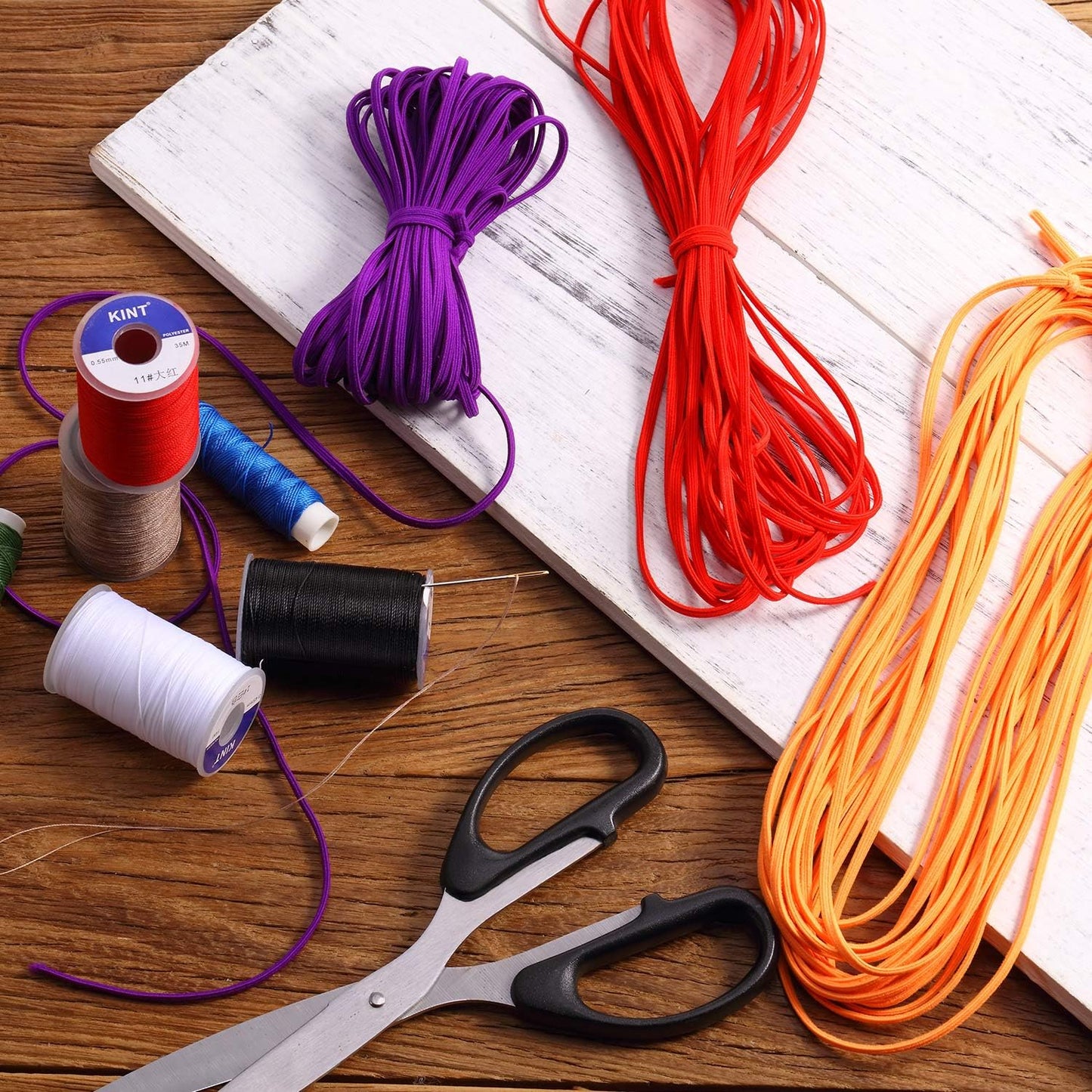 WILLBOND 12 Rolls Colorful Elastic Cord - Heavy Duty Stretch Knitted Flat Band for Sewing Crafts DIY Comforter Cuffs (1/8 Inch X 8.8 Yard, Bright Color)