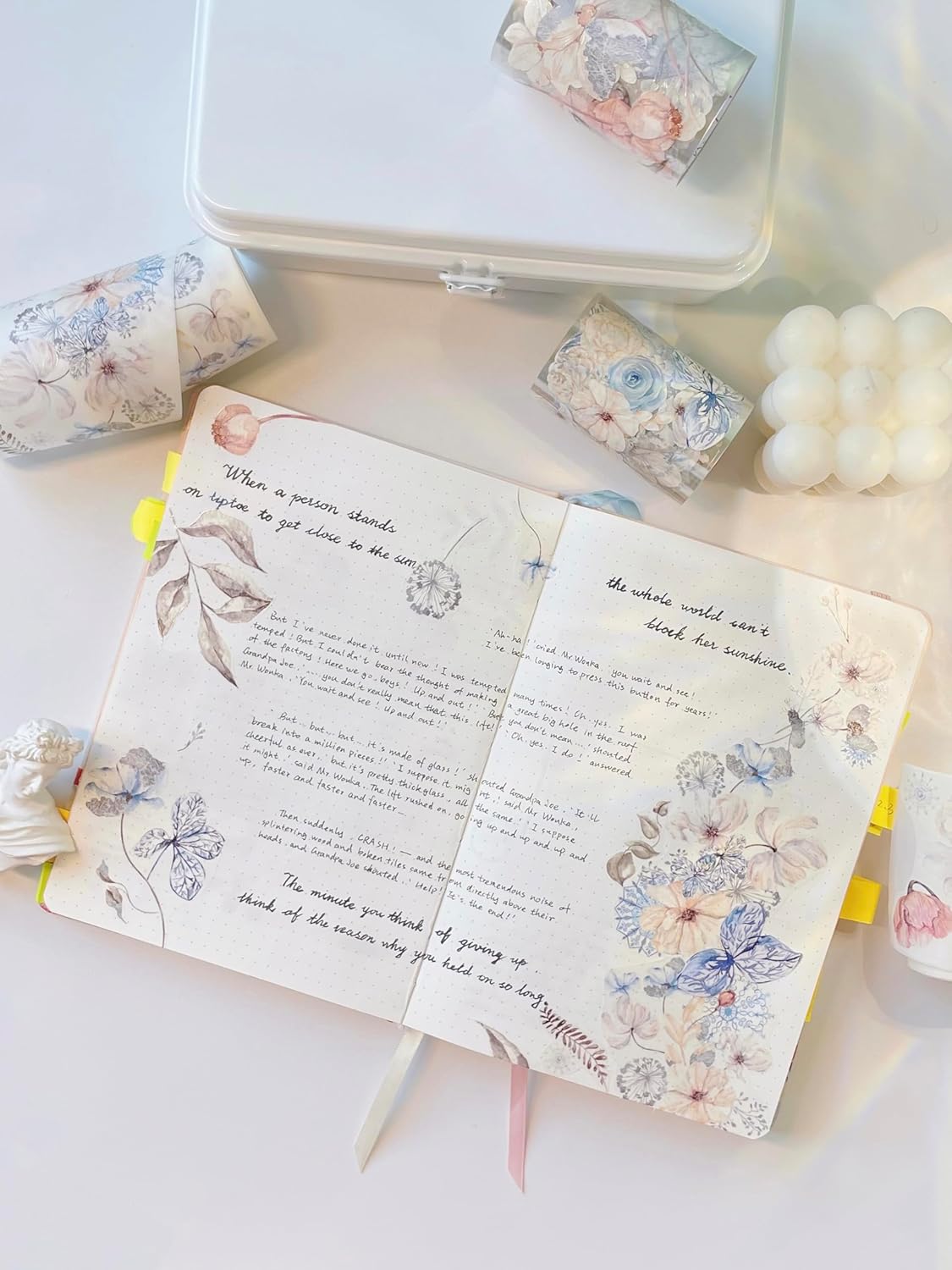 WT Frozen Wide PET Tape, Single Roll, Original Designs, Vintage Floral Decorative Tape, Transparent Adhesive Craft Tape for Journals, Scrapbooks, Bujo Planners, DIY Supplies, Holiday Gifts