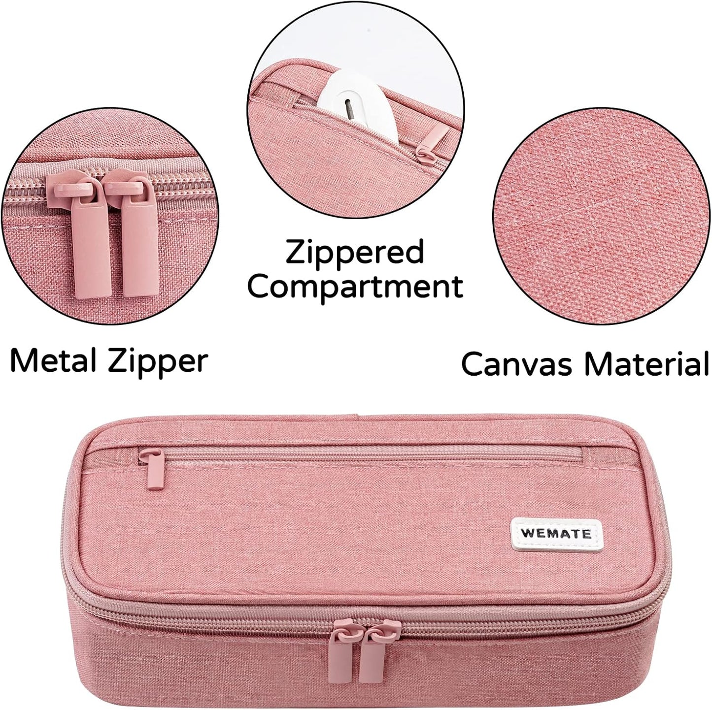 WEMATE Pencil Case, Large Storage Organizer for Stationery, Back - to - School Essential, Teacher Must - have, Big Pencil Pouch, Marker Case School Supplies for College & High School