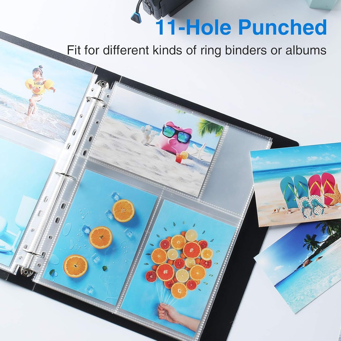 Sooez 30 Pack 4x6 Photo Sleeves for 3 Ring Binder (180 Pictures), Heavy Duty Plastic Album Refill Pages, Clear Archival Sheets 8.5x11