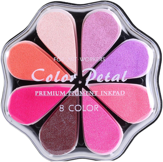 YPSelected 8 Assorted Multi Colours Waterdrop Shaped Craft Rubber Stamps Petal Ink Pads for Paper Wood Fabric (Set 1024)