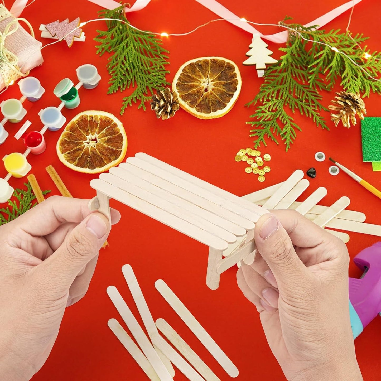 WISYOK 2400 Pcs Wooden Popsicle Sticks for Crafts, 4.5 Inch Wooden Craft Sticks, Lollipop Sticks, Treat Sticks Ice Cream Sticks for Creative Designs or DIY Craft, Home Art Projects