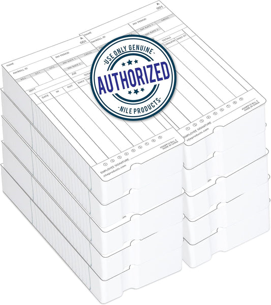 Nile Products - Authentic Time Cards for Nile Products 4500PP Compatible [ 4500PP10MB ] Electronic Calculating Time Clock, Double Sided Time Sheets (3.37 x 7.37 Inches) - 1000 Time Cards