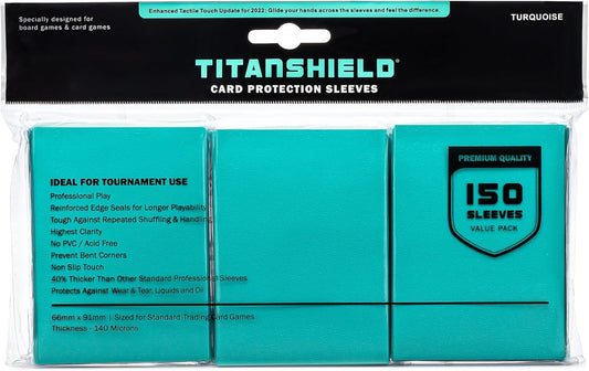 TitanShield (150 Sleeves/Turquoise Standard Size Board Game Trading Card Sleeves Deck Protector for MTG, Dropmix