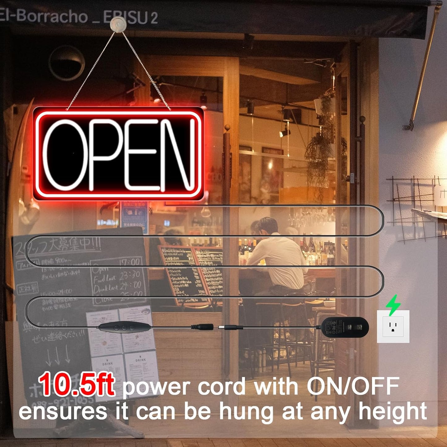 Led Neon Open Signs for Business,16.5"X 9" Ultra Bright Open Signs, Powered by 12V/2A AC Adapter, 6 Levels Adjustable Bright Led Neon Open Sign for Bar Salon Coffee Stores Club Hotel (Black Backplate)