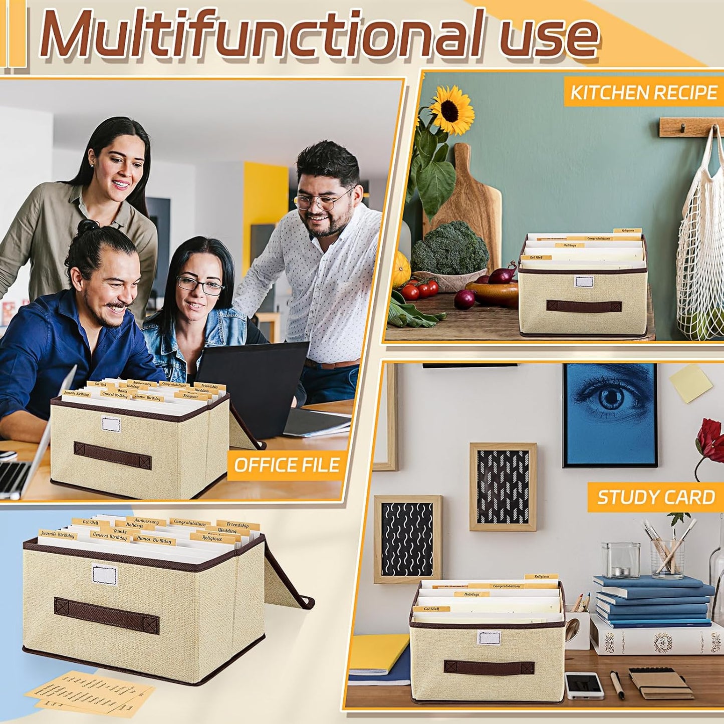 Zhanmai 2 Pcs Greeting Card Organizer Greeting Card Storage Box Card Organizer Box with 30 Pcs Dividers Stores 140+ Cards with Self Stick Labels for Storing Cards Envelopes Stickers Photos Notecards