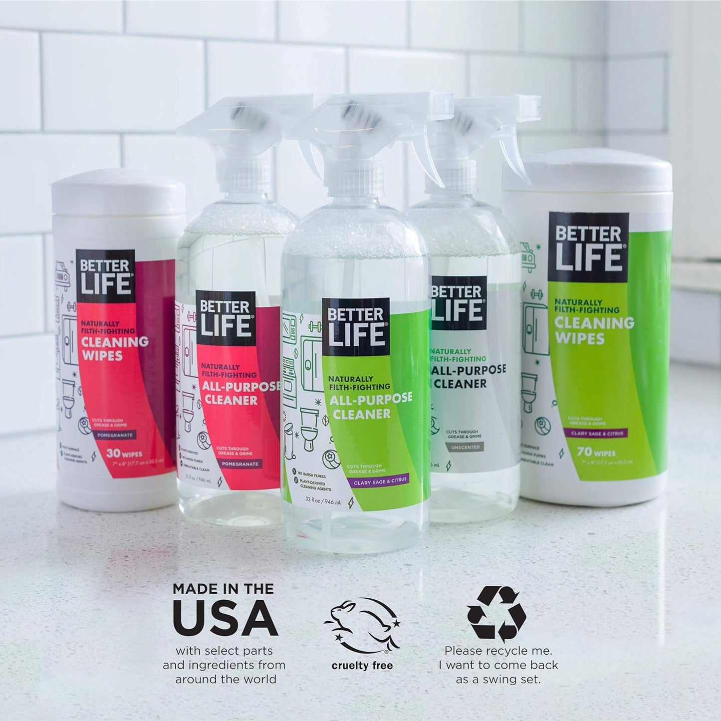 Better Life All Purpose Cleaner - Multipurpose Home and Kitchen Cleaning Spray for Glass, Countertops, Appliances, Upholstery & More - Multi-surface Spray Cleaner - 32oz (Pack of 2) Unscented